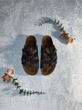 Navy Birkenstocks Florida Softbed